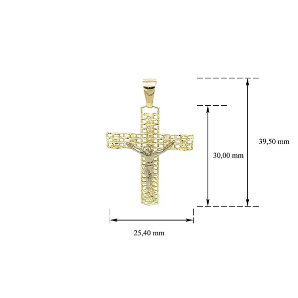 Gold Pendant Cross with Jesus Christ
