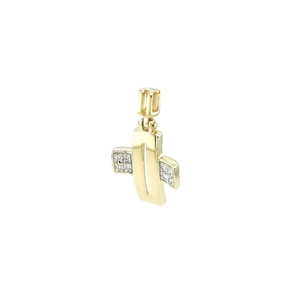 Gold Pendant Cross with Zircons