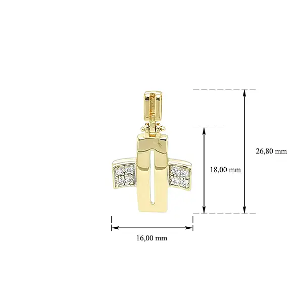 Gold Pendant Cross with Zircons