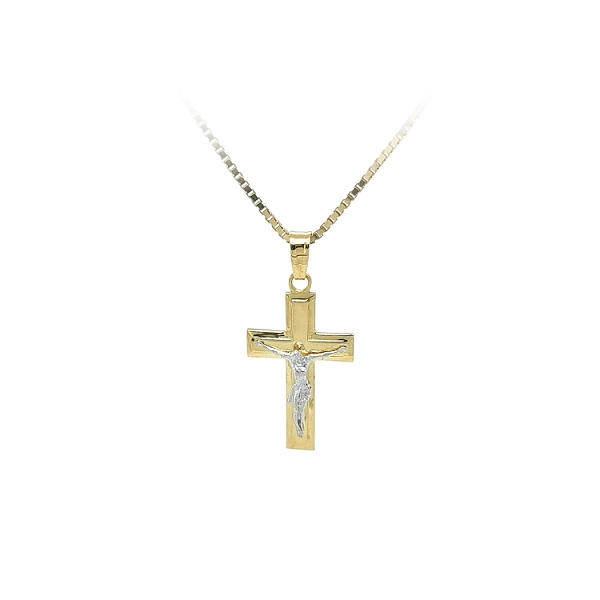 Gold Pendant Cross with Jesus Christ