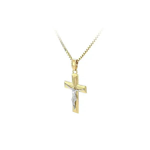 Gold Pendant Cross with Jesus Christ