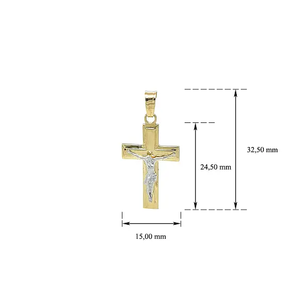Gold Pendant Cross with Jesus Christ