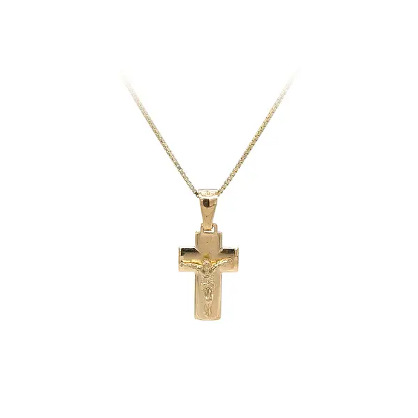 Gold Pendant Cross with Jesus Christ