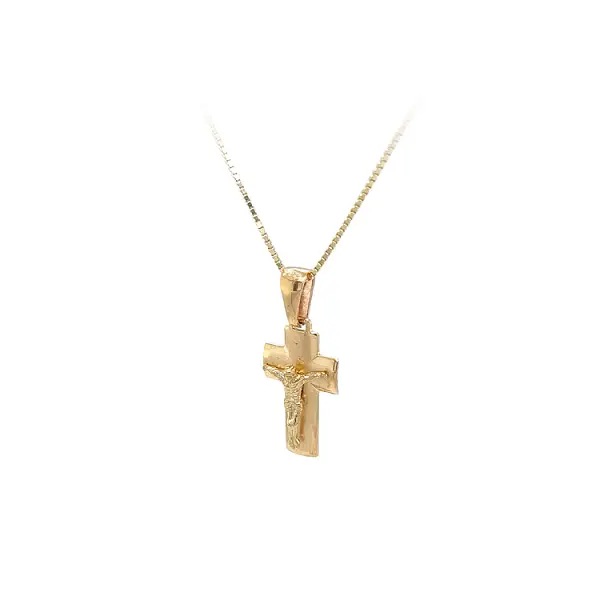 Gold Pendant Cross with Jesus Christ