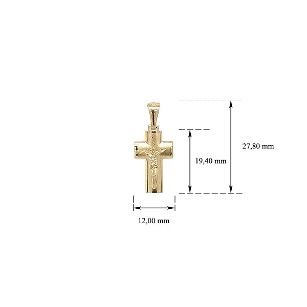 Gold Pendant Cross with Jesus Christ