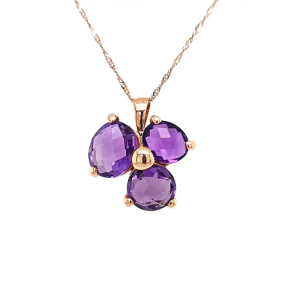 Gold Pendant with Amethyst