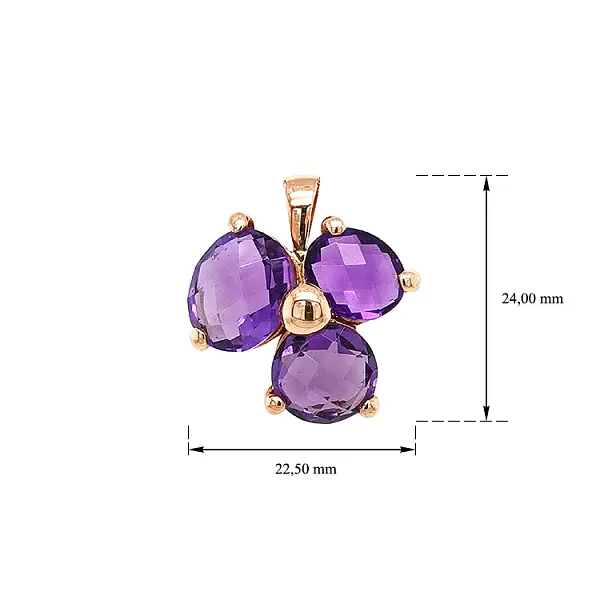 Gold Pendant with Amethyst