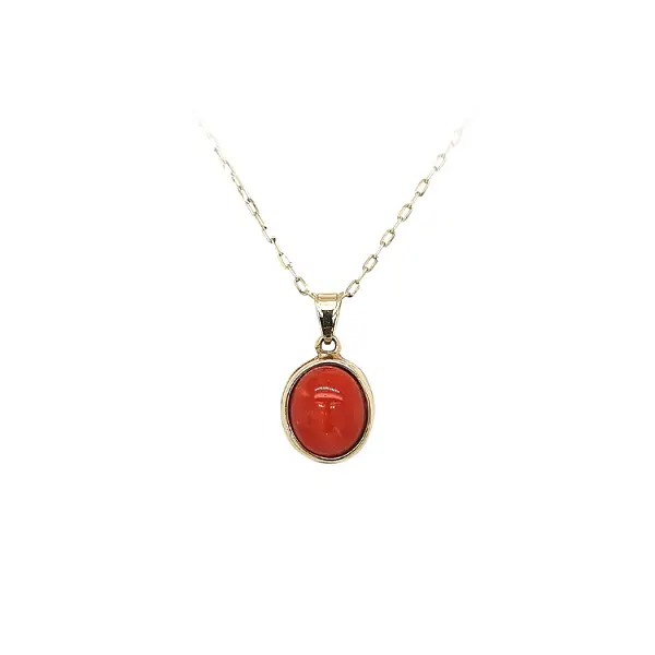 Gold Pendant with Coral