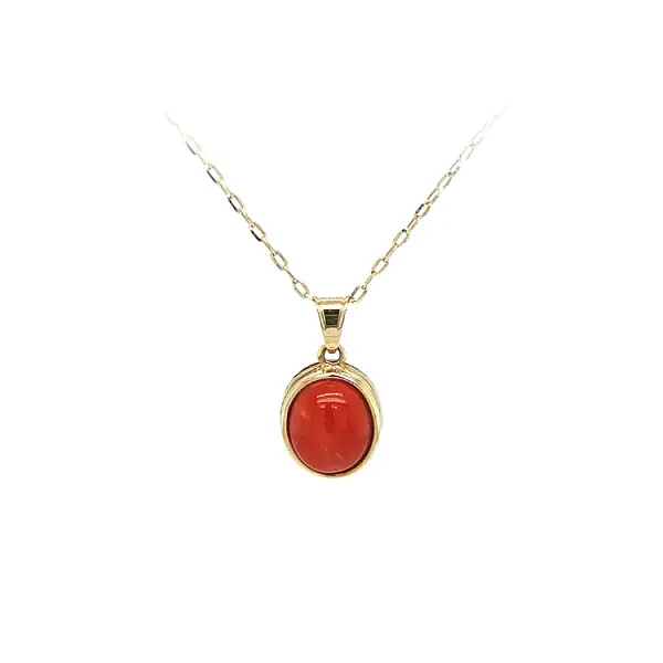Gold Pendant with Coral