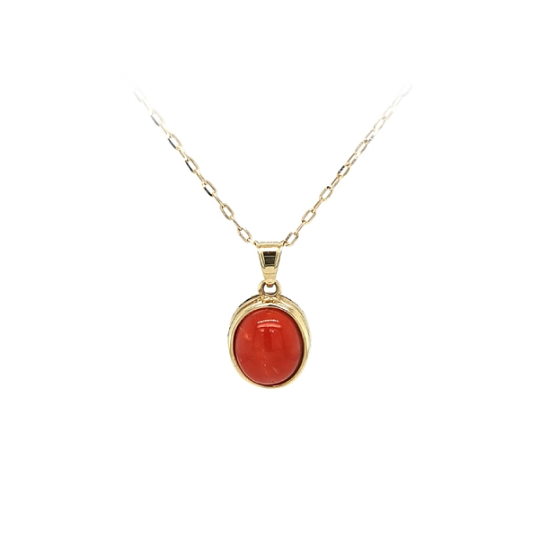 Gold Pendant with Coral