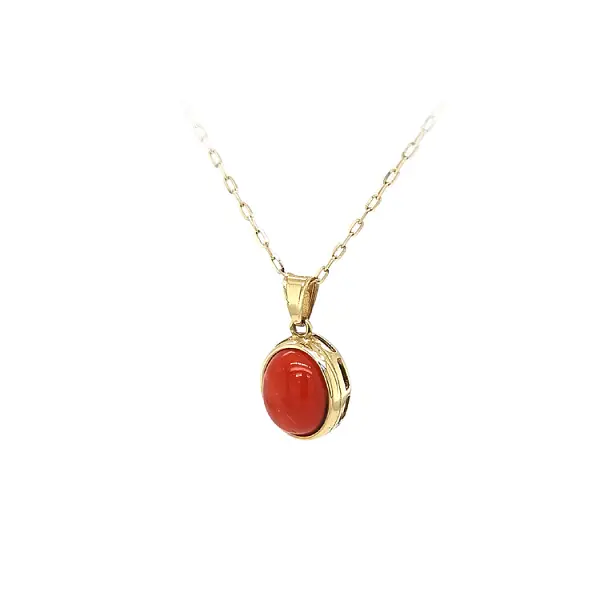 Gold Pendant with Coral