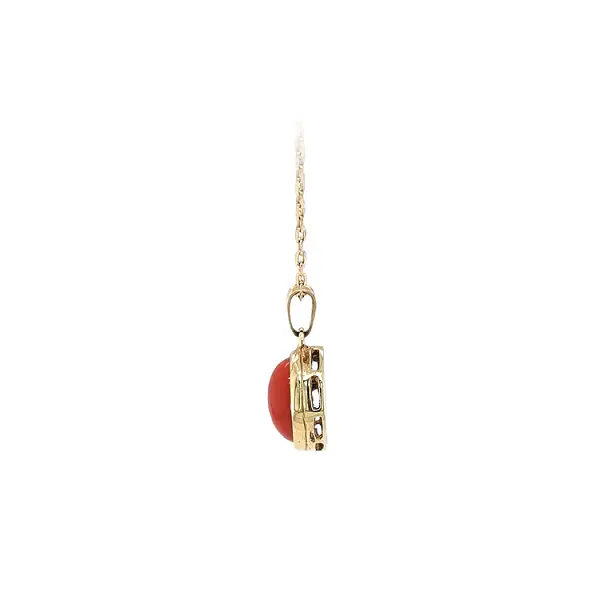 Gold Pendant with Coral