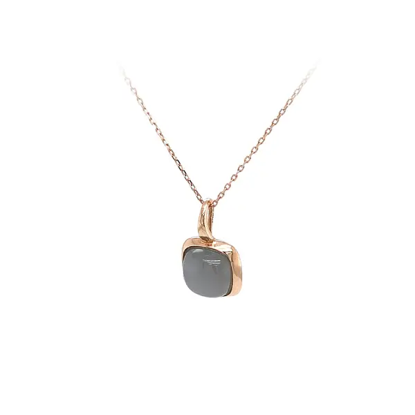 Gold Pendant with Grey Stone