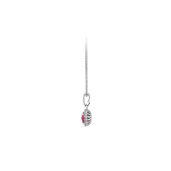 Pendant with Red Stone from White Gold