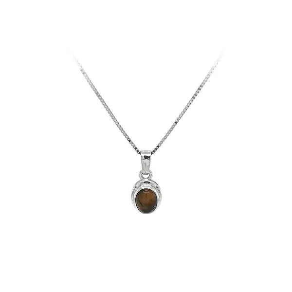 Pendant with Tiger Eye in White Gold
