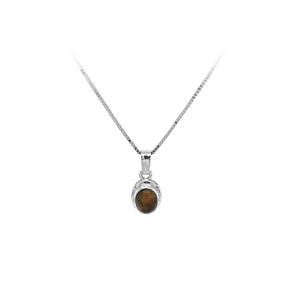 Pendant with Tiger Eye in White Gold