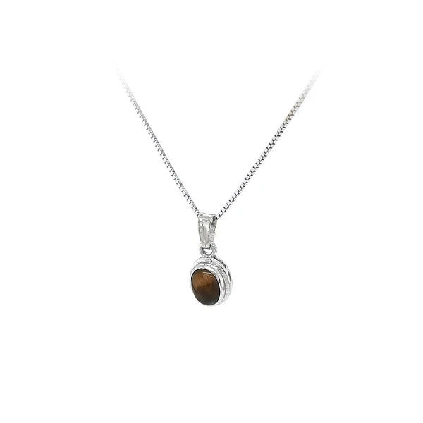 Pendant with Tiger Eye in White Gold