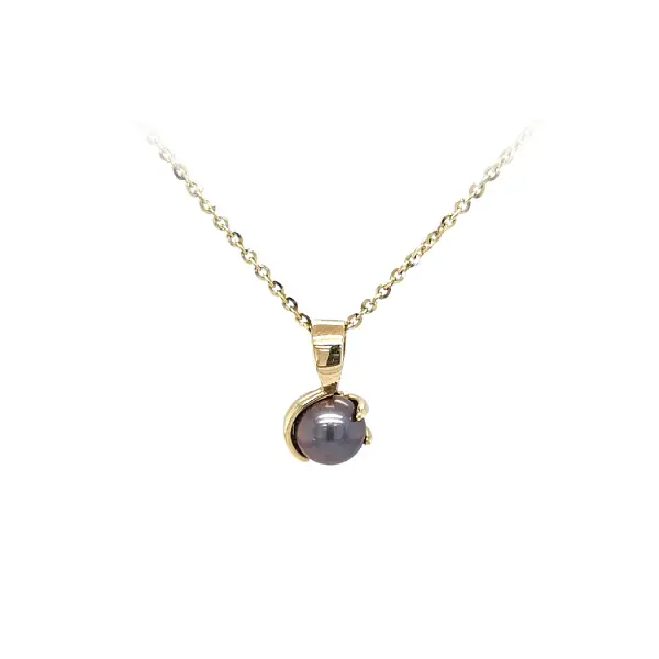 Gold Pendant Black Pearl