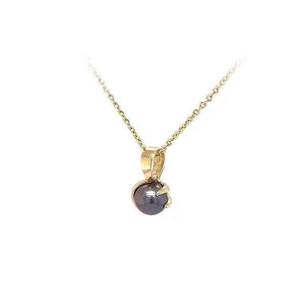 Gold Pendant Black Pearl