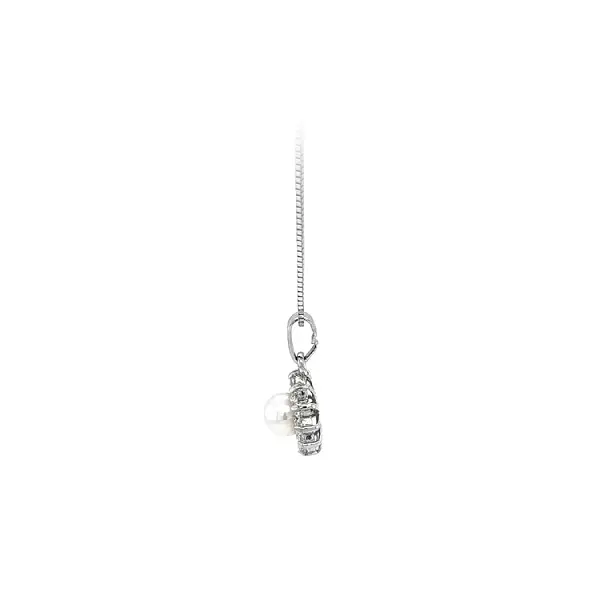 Pendant with Pearl and White Gold Zircons