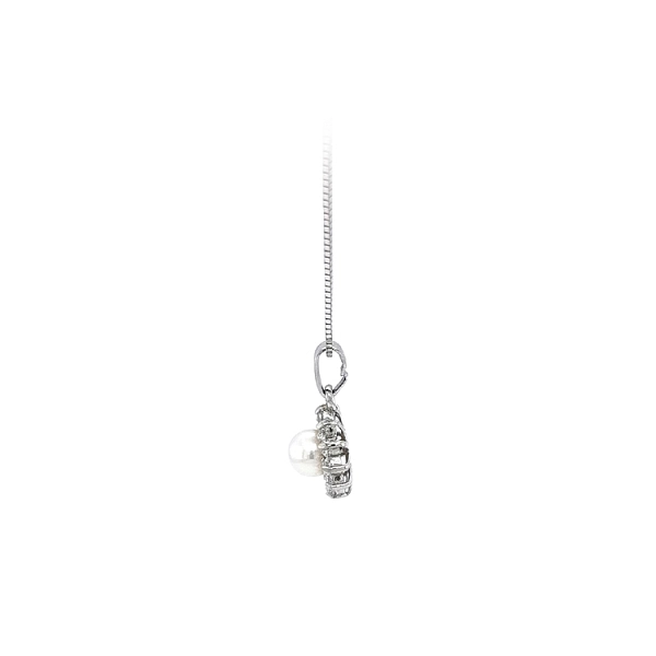 Pendant with Pearl and White Gold Zircons