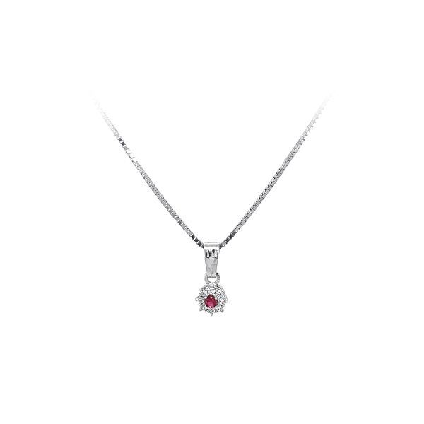 Pendant with Red Stone from White Gold