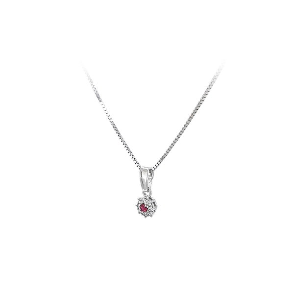 Pendant with Red Stone from White Gold