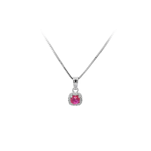 Pendant with Red Stone from White Gold