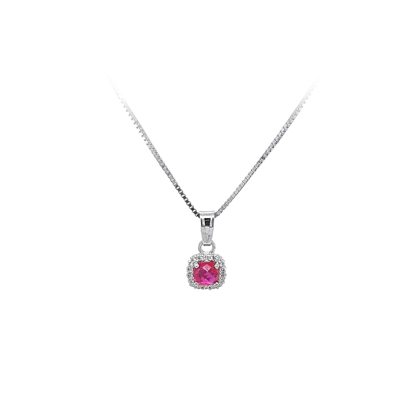 Pendant with Red Stone from White Gold