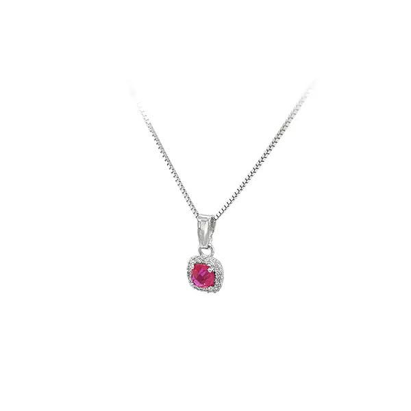Pendant with Red Stone from White Gold