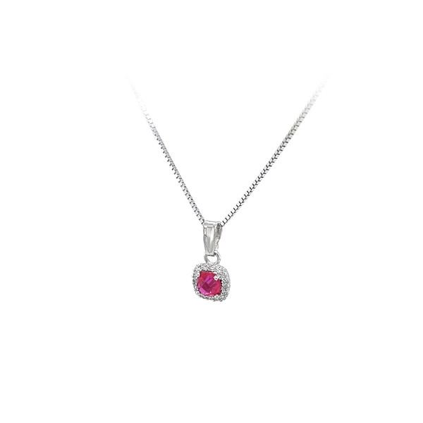 Pendant with Red Stone from White Gold
