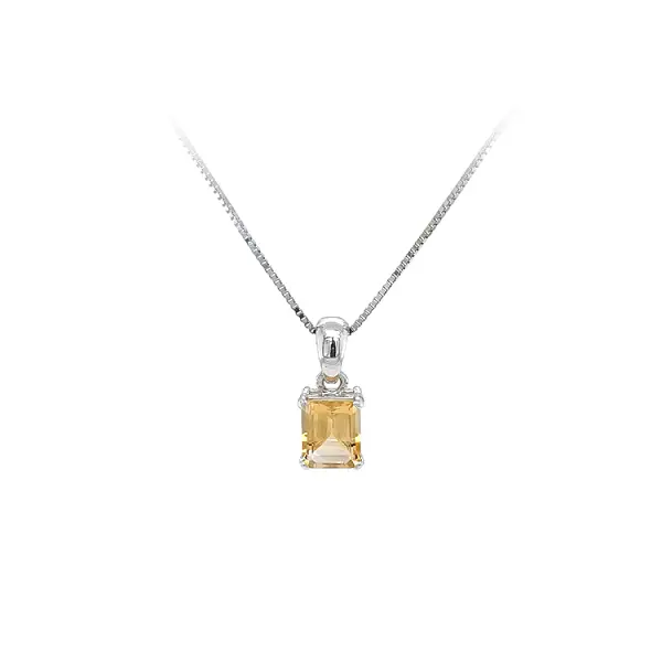 Pendant with Yellow Stone from White Gold