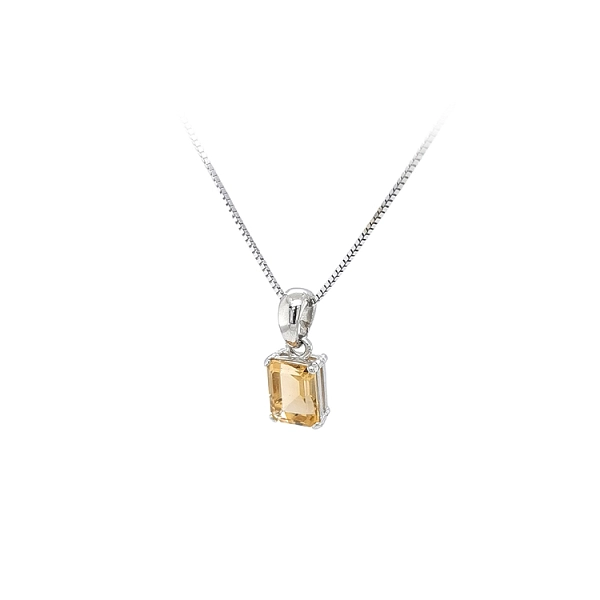 Pendant with Yellow Stone from White Gold