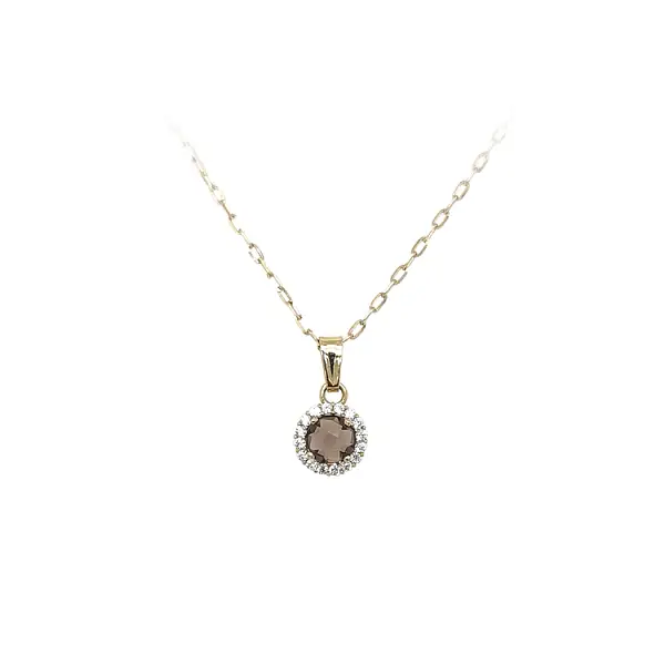 Gold Pendant with Brown Stone