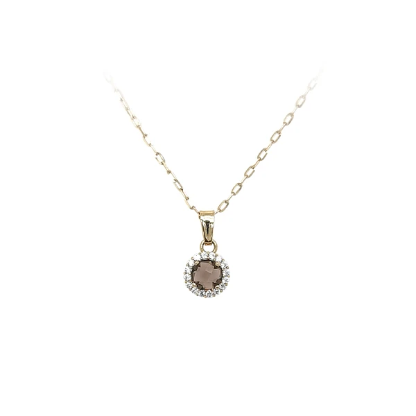 Gold Pendant with Brown Stone