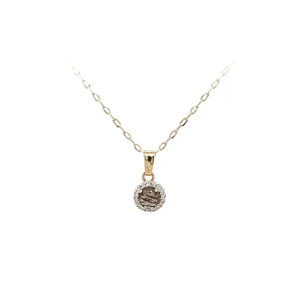 Gold Pendant with Brown Stone