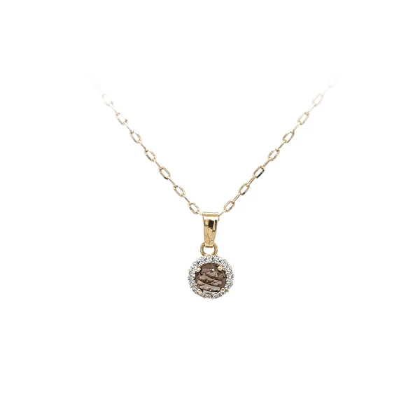 Gold Pendant with Brown Stone