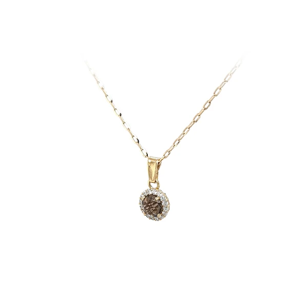 Gold Pendant with Brown Stone