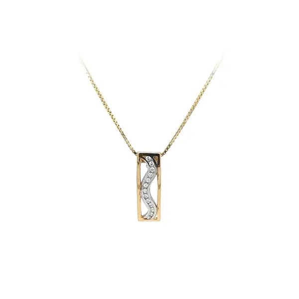 Gold Pendant with Zircones made of Combined Gold