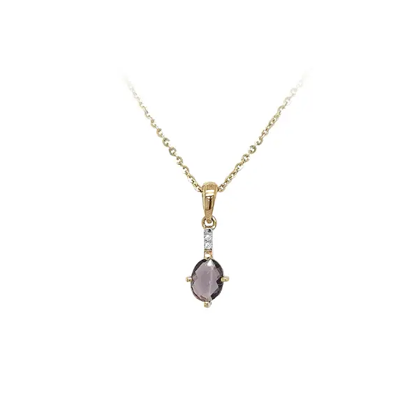Gold Pendant with Purple Stone