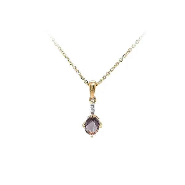 Gold Pendant with Purple Stone