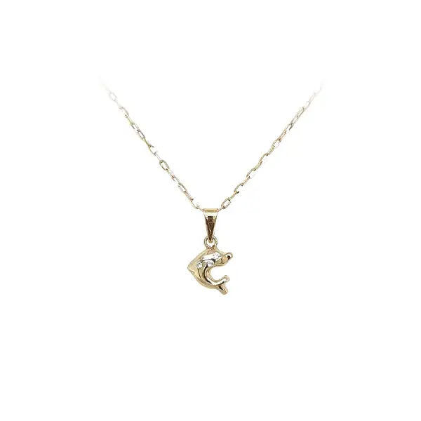 Golden Dolphin Pendant with Zircones