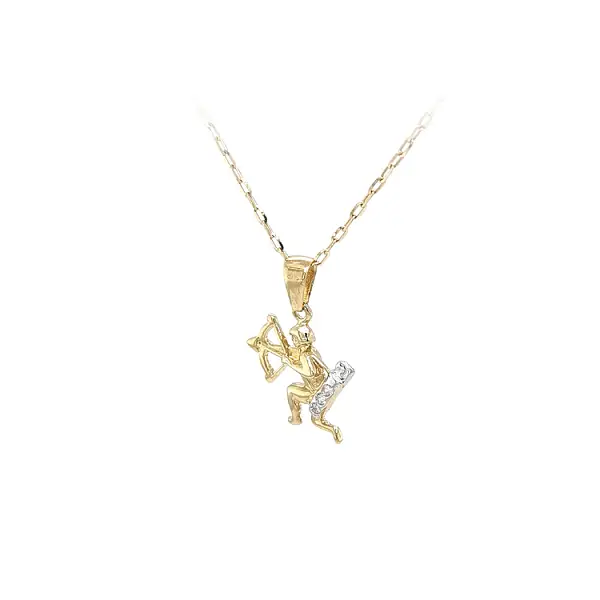 Gold Pendant Sagittarius with Zircones