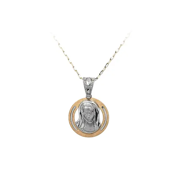 Pendant Madonna Virgin Mary of Combined Gold