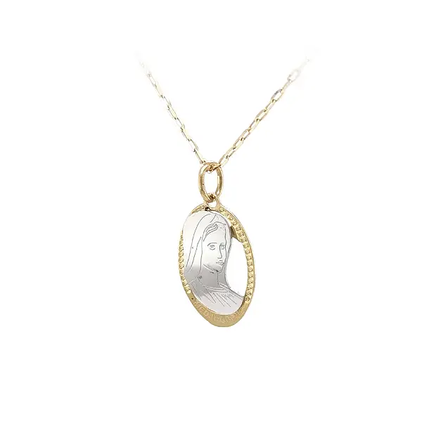 Pendant Madonna Virgin Mary of Combined Gold