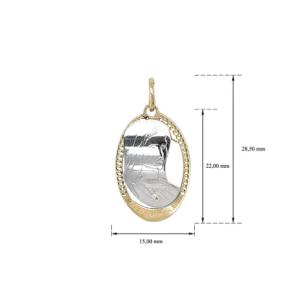Pendant Madonna Virgin Mary of Combined Gold