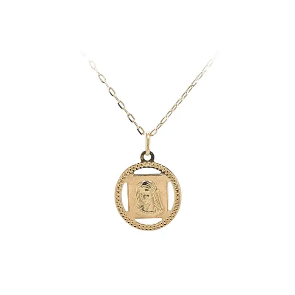 Gold Pendant Medallion Virgin Mary
