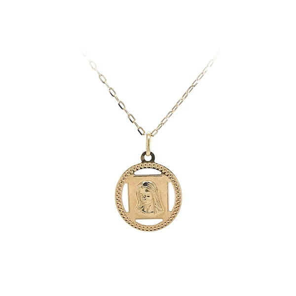 Gold Pendant Medallion Virgin Mary