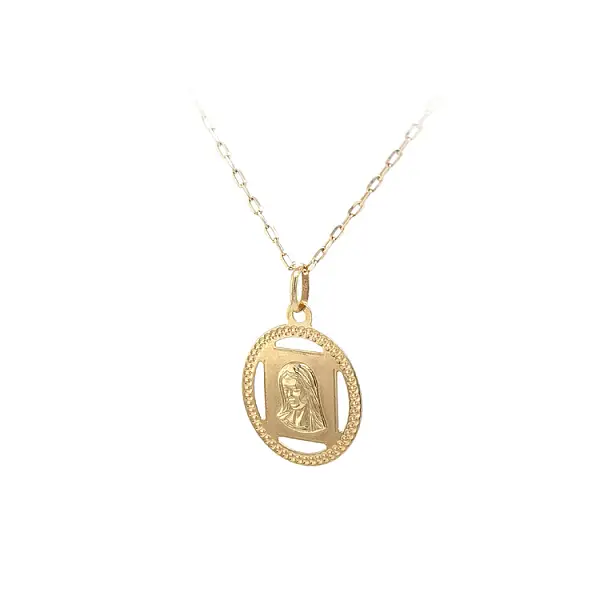 Gold Pendant Medallion Virgin Mary