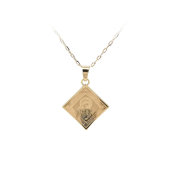 Gold Pendant Madonna Mary with Baby Jesus